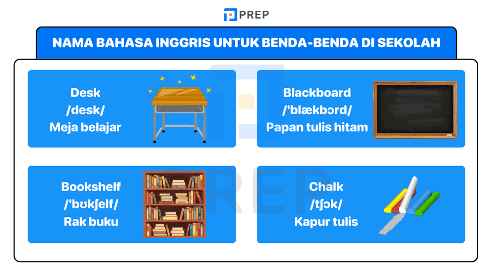 Nama Bahasa Inggris untuk Benda-Benda di Sekolah