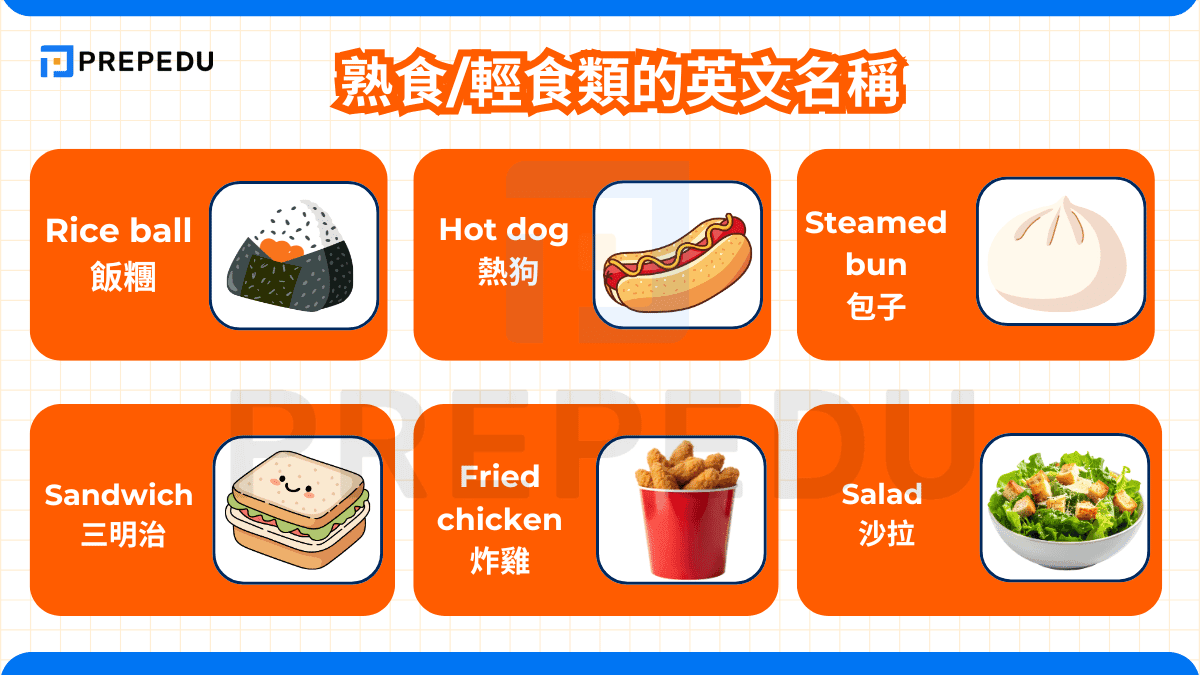 熟食/輕食類的英文名稱
