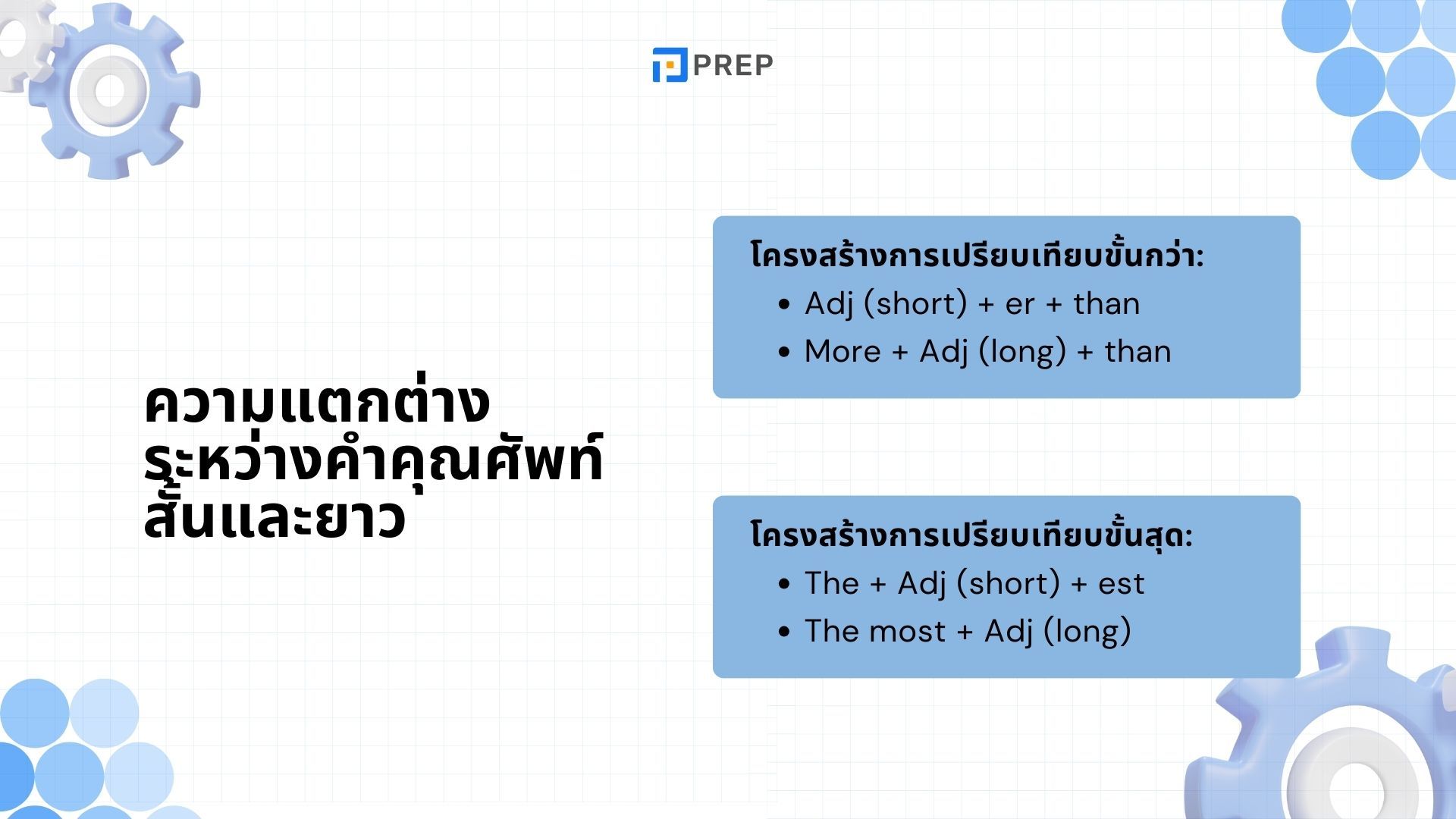 คำคุณศัพท์สั้นและคำคุณศัพท์ยาว - เรียนรู้วิธีใช้ในภาษาอังกฤษให้ถูกต้อง!