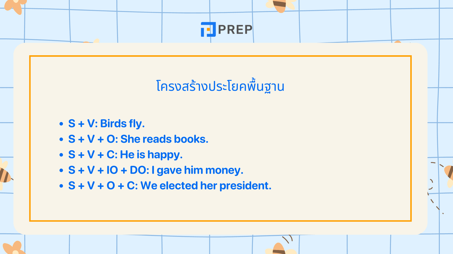 โครงสร้างประโยคภาษาอังกฤษ เข้าใจง่าย พร้อมตัวอย่าง