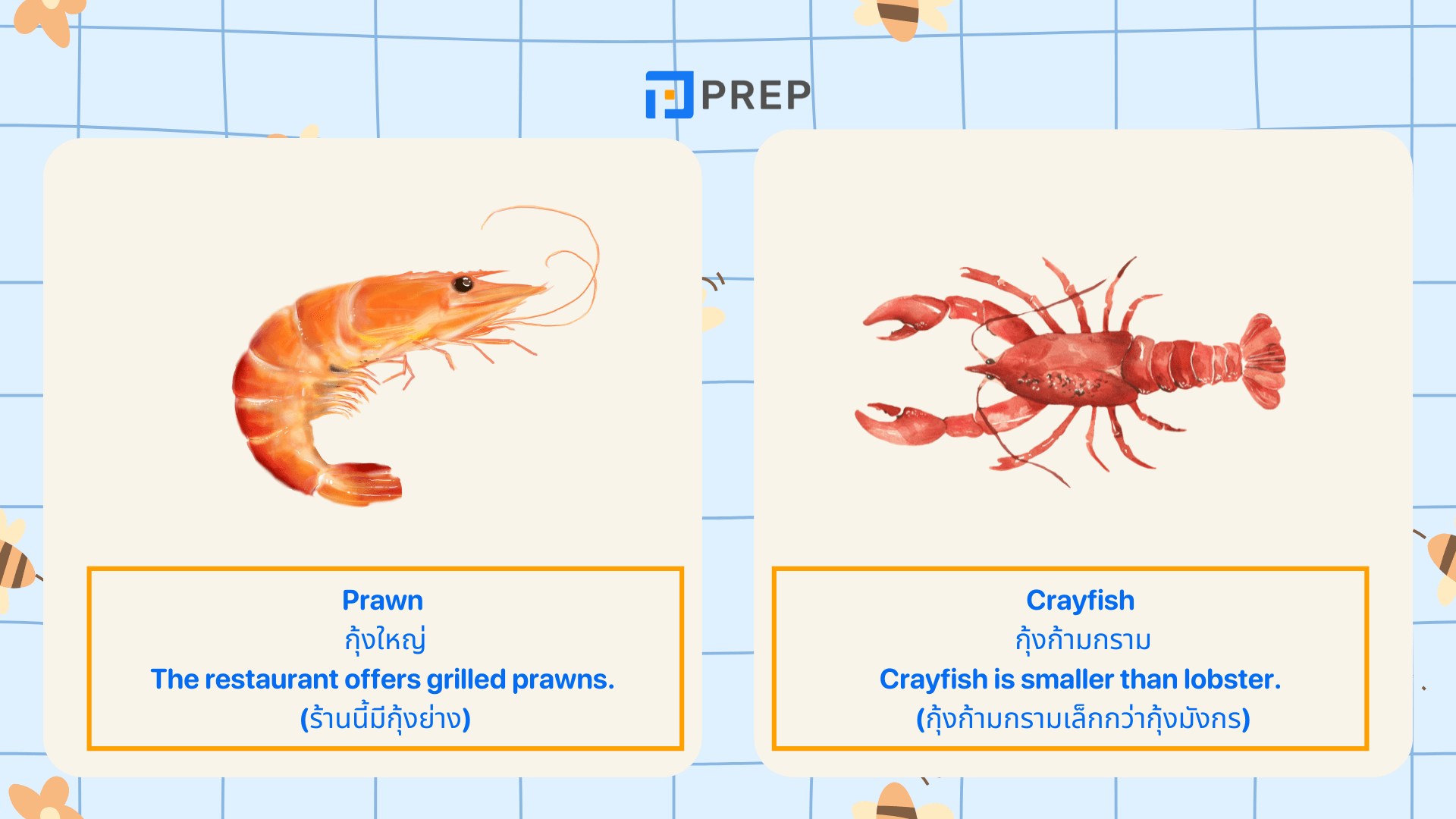 ชื่อ อาหาร ทะเล ภาษา อังกฤษ รวมคำศัพท์น่ารู้พร้อมคำแปล