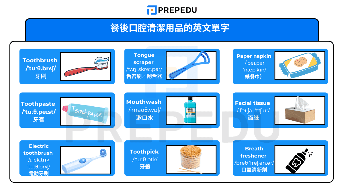 餐後口腔清潔用品的英文單字