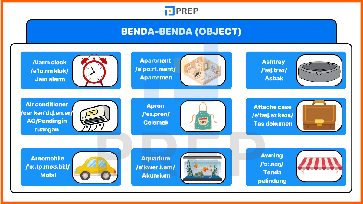 Bahasa inggris dari huruf A - Benda Benda