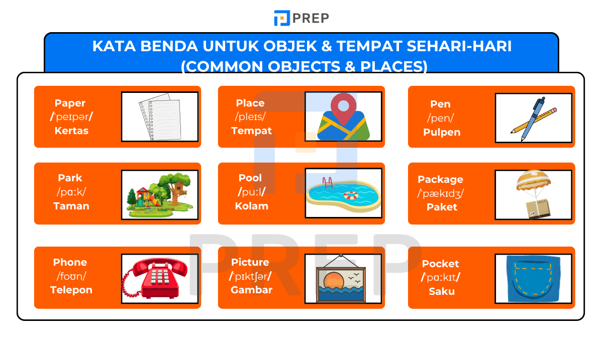 Kata Benda untuk Objek & Tempat Sehari-hari (Common Objects & Places)