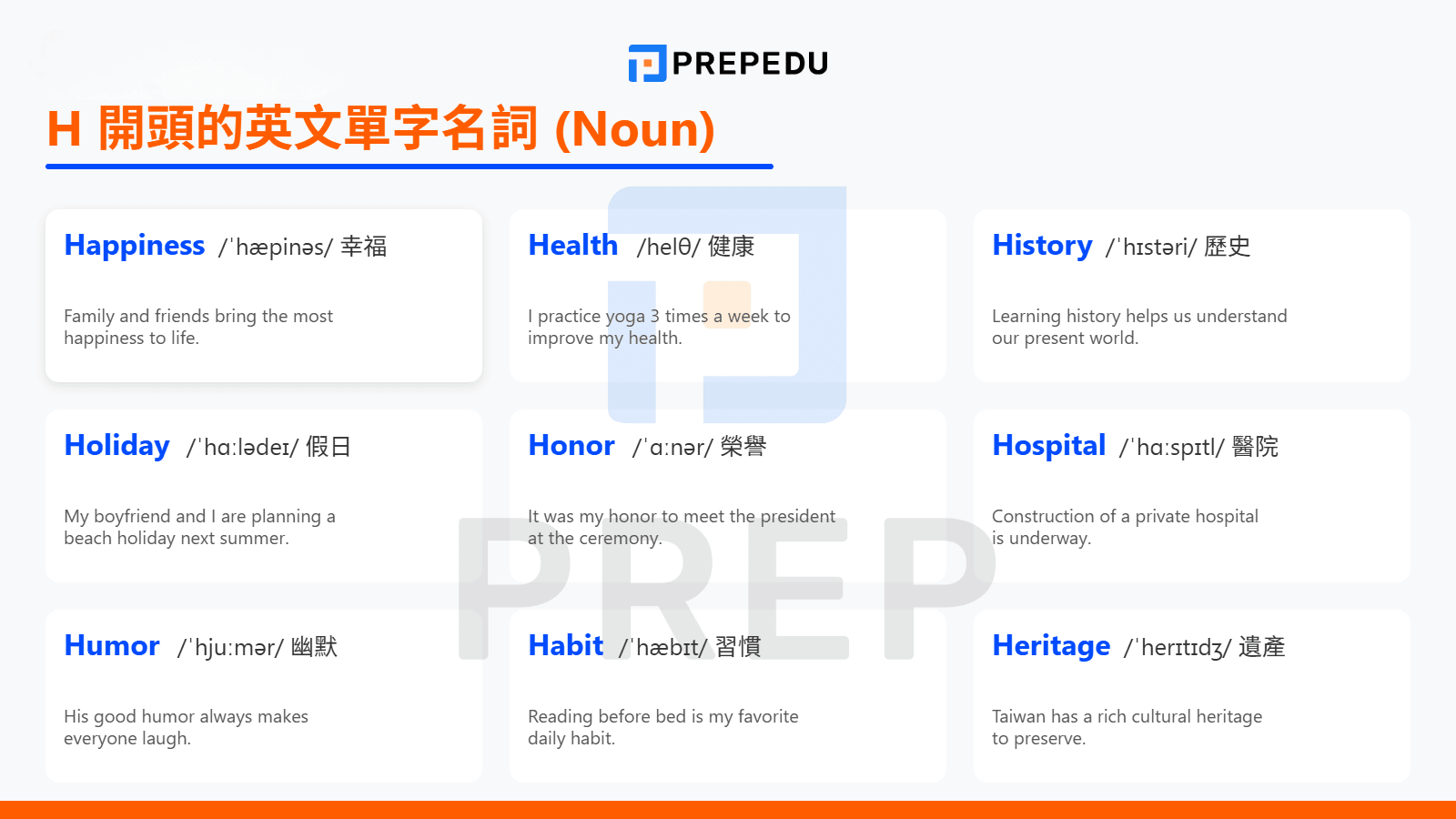 H 開頭的英文單字名詞（Noun）