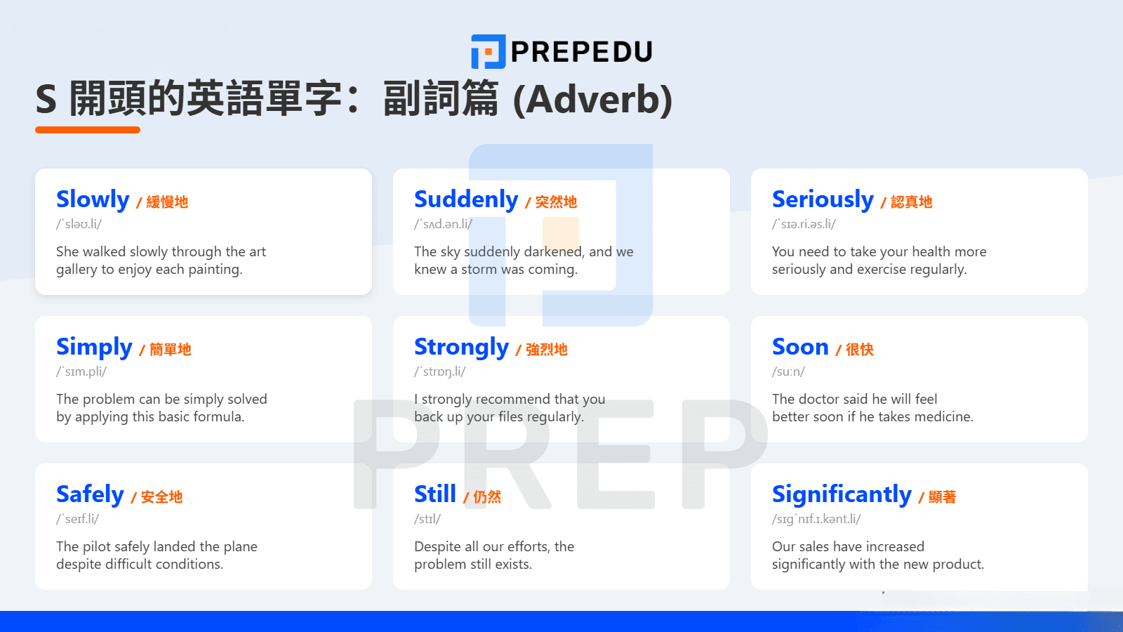 S 開頭的英語單字副詞 (Adverb)