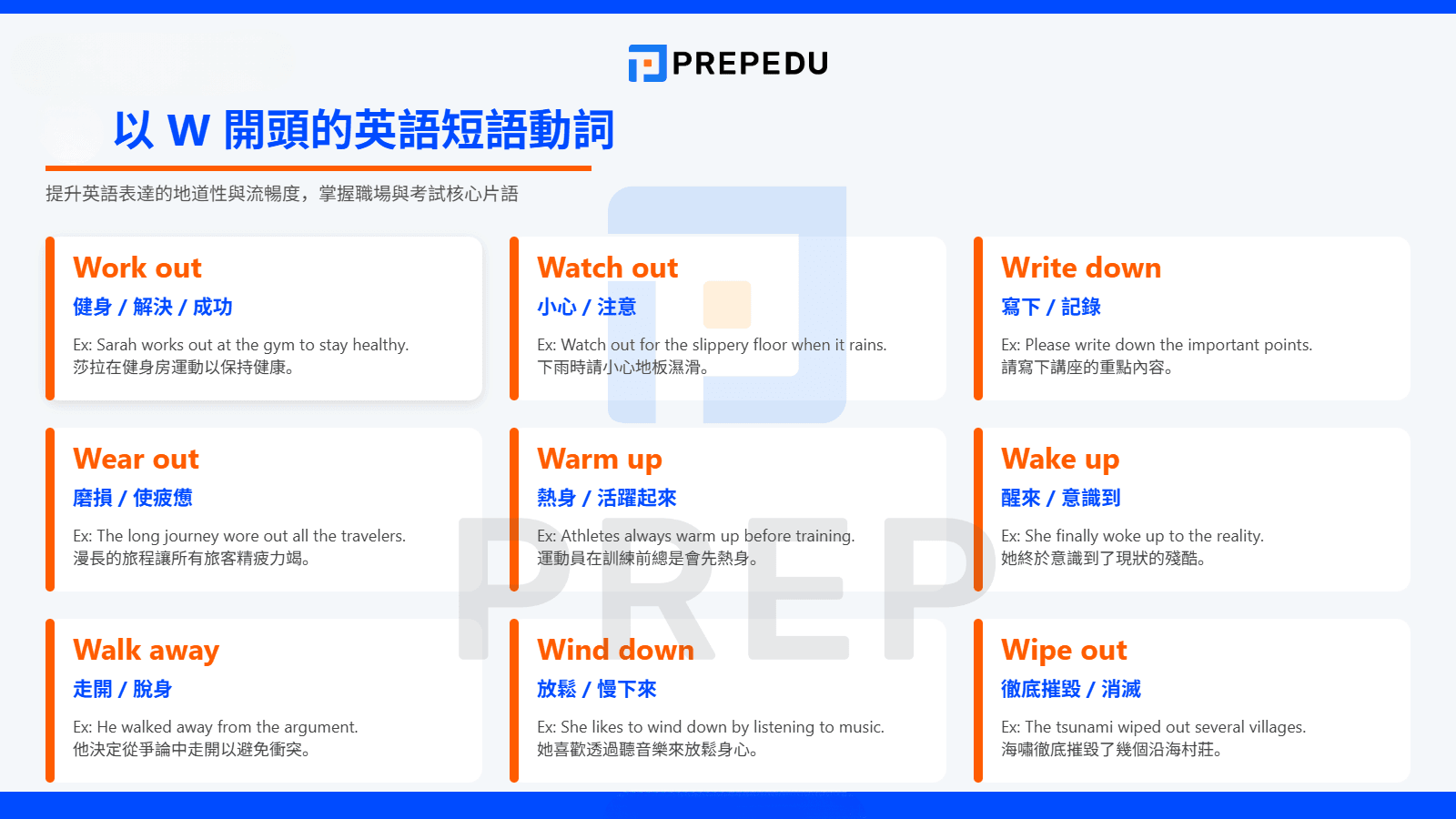 W 開頭的英語短語動詞