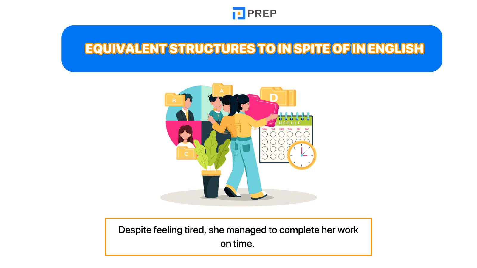 Equivalent structures to In spite of in English