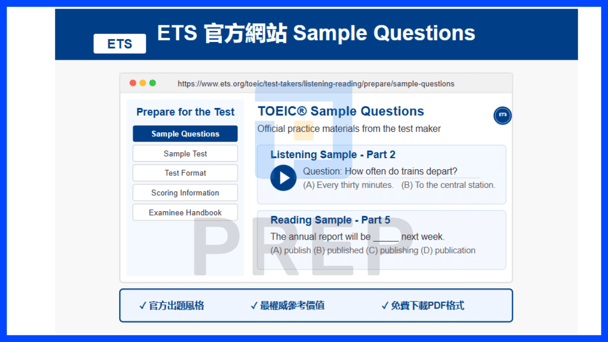 ETS 官方網站 Sample Questions