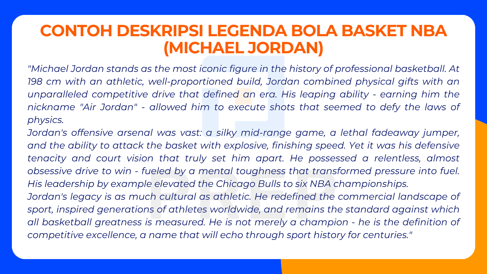 Contoh Deskripsi Legenda Bola Basket NBA (Michael Jordan)