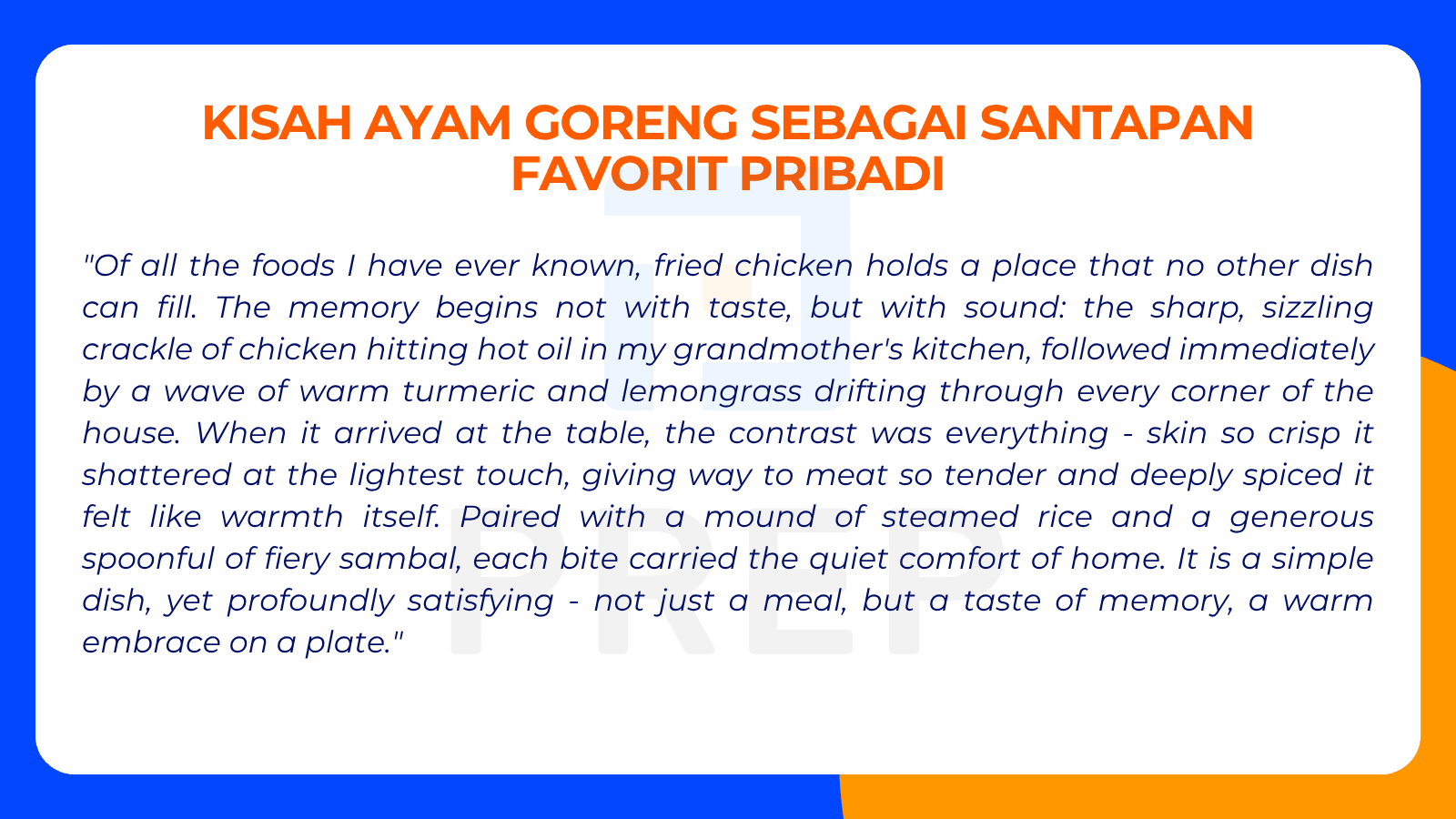 Kisah Ayam Goreng sebagai Santapan Favorit Pribadi