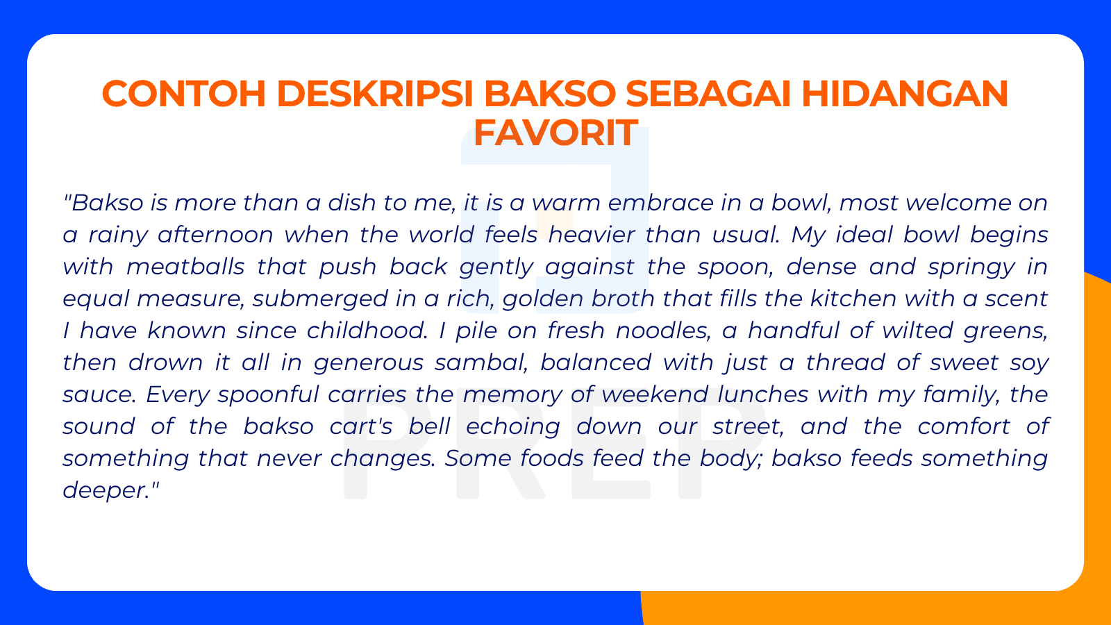 Contoh Deskripsi Bakso sebagai Hidangan Favorit