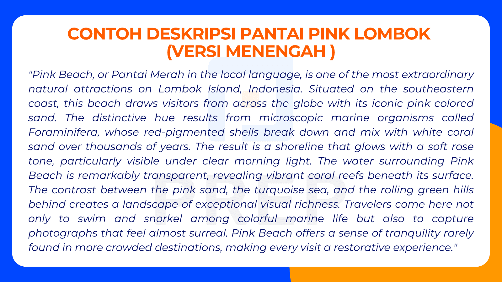 Contoh Deskripsi Pantai Pink Lombok (Versi Menengah)