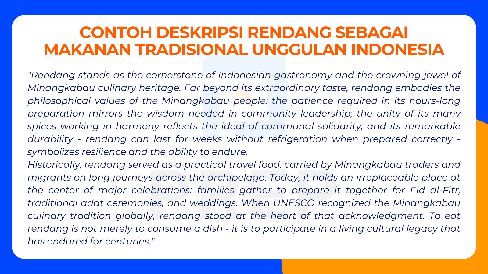 Contoh Deskripsi Rendang sebagai Makanan Tradisional Unggulan Indonesia