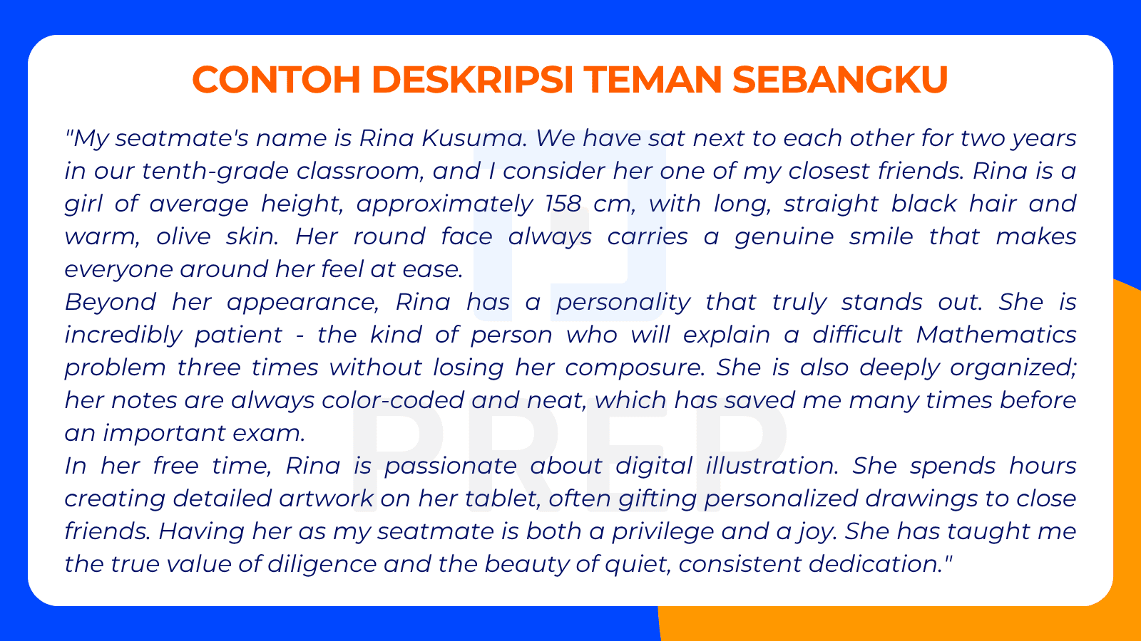 Contoh Deskripsi Teman Sebangku