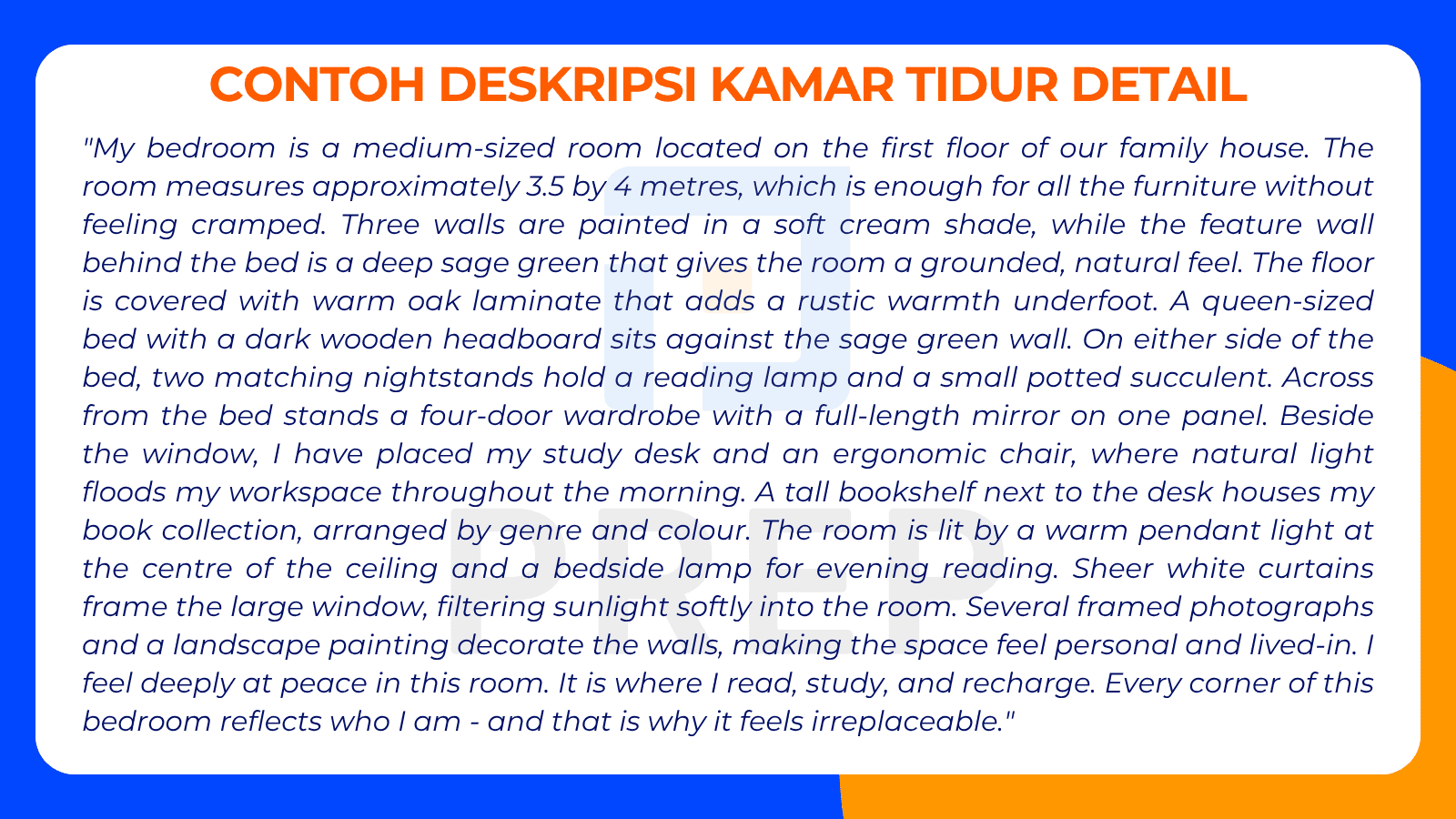 Contoh Deskripsi Kamar Tidur Detail