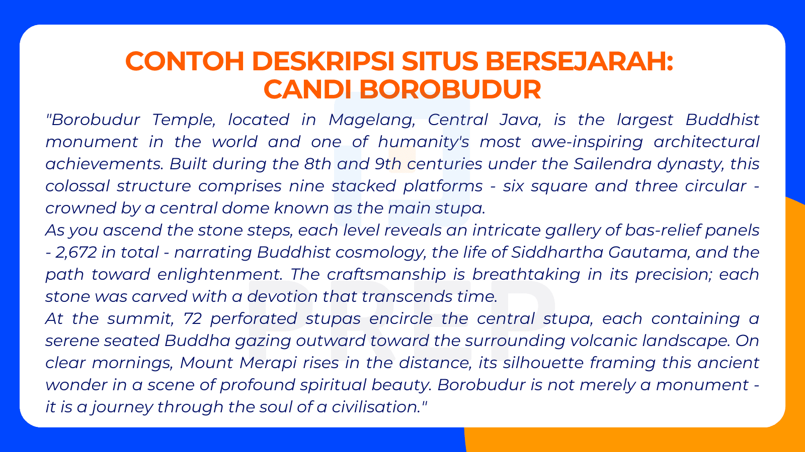 Contoh Deskripsi Situs Bersejarah Bahasa Inggris