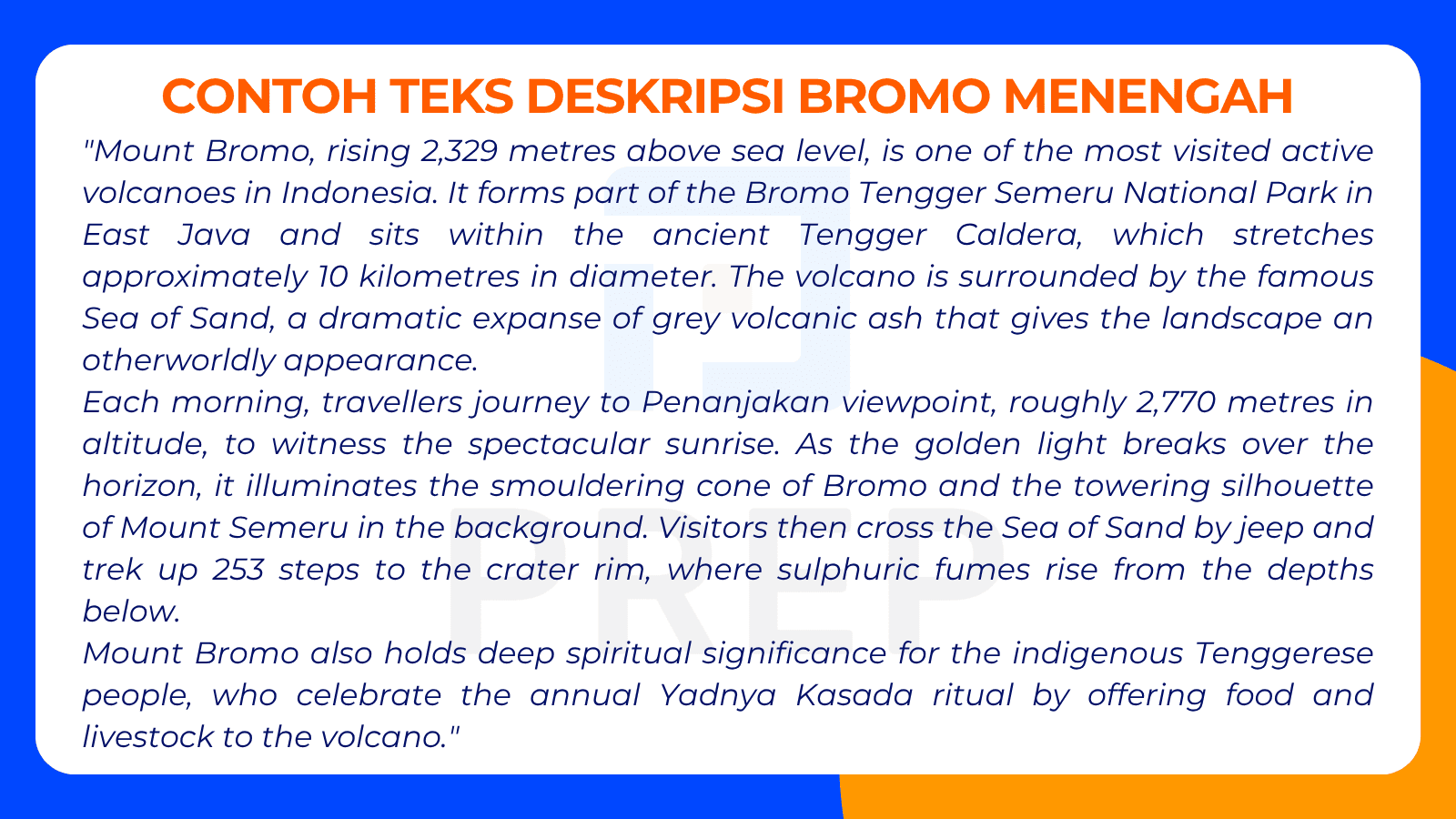 Contoh Teks Deskripsi Bromo Menengah