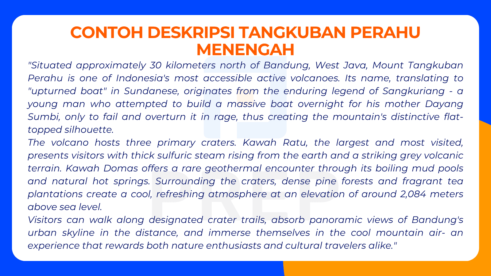 Contoh Deskripsi Tangkuban Perahu Menengah