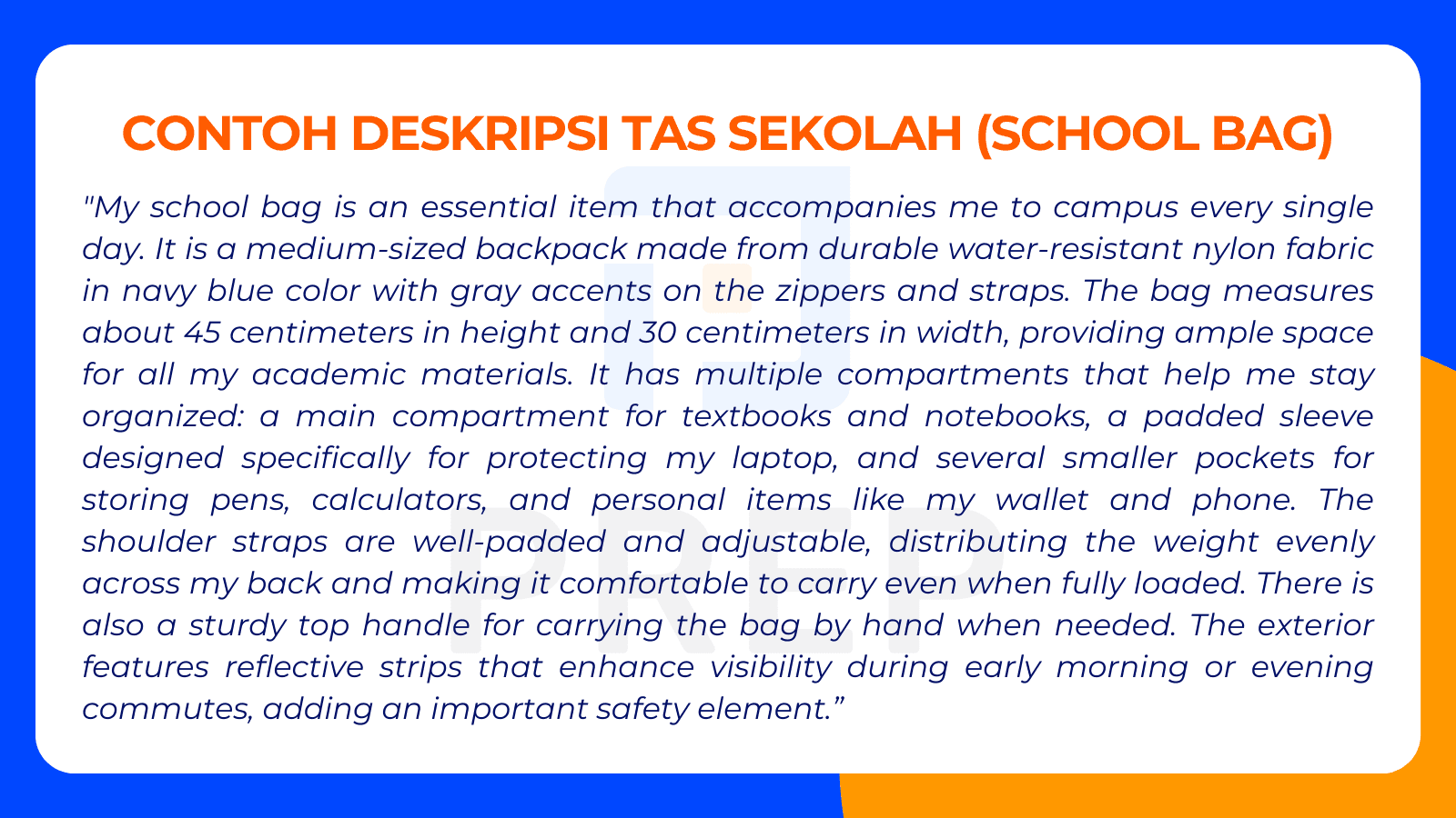 Contoh Deskripsi Tas Sekolah