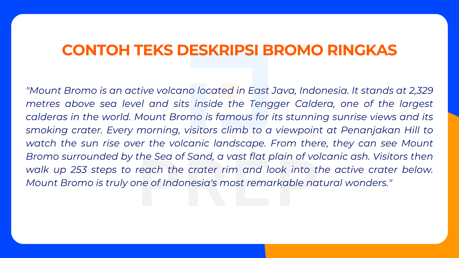 Contoh Teks Deskripsi Bromo Ringkas