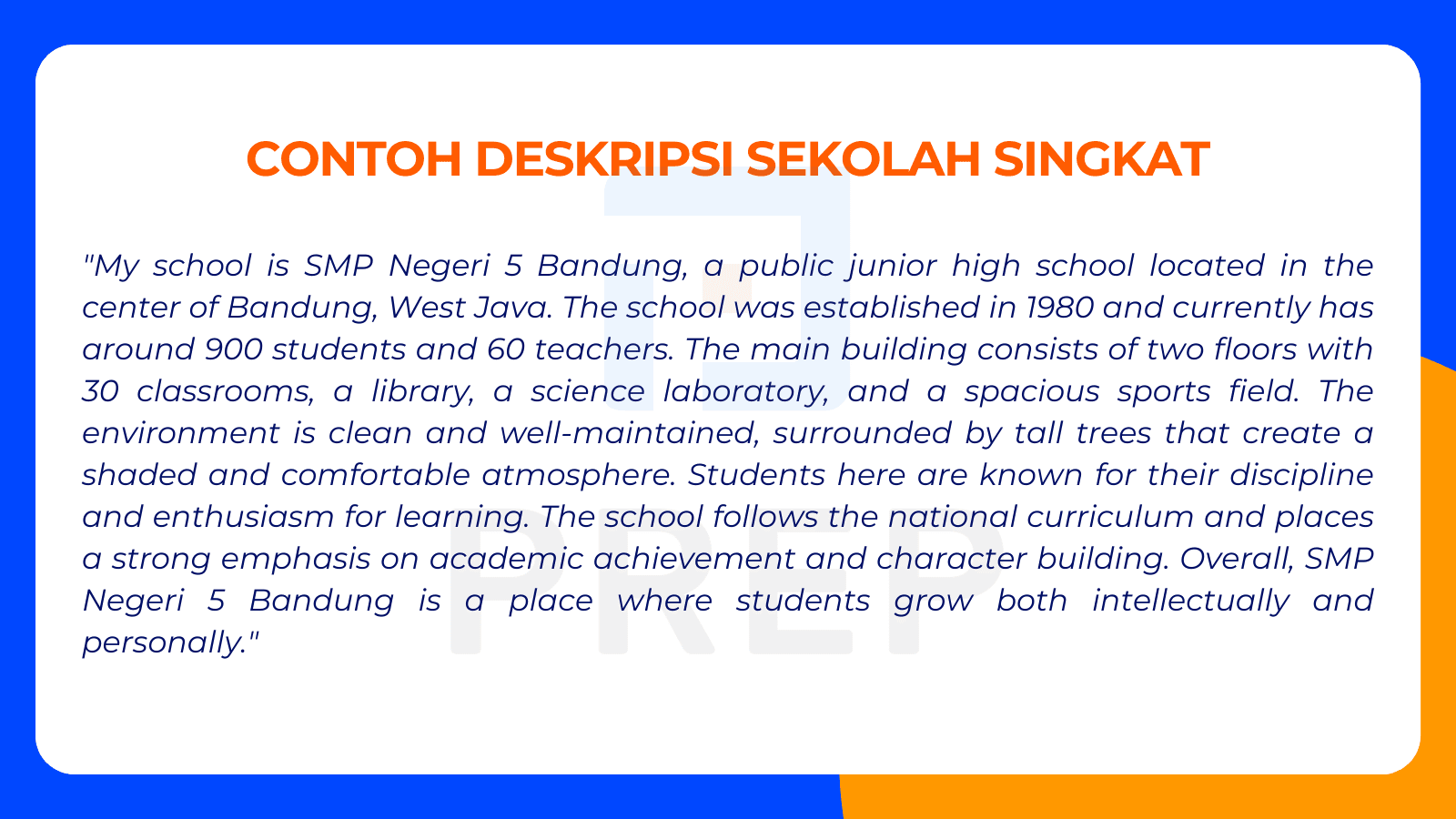 Contoh Deskripsi Sekolah dalam Bahasa Inggris Singkat