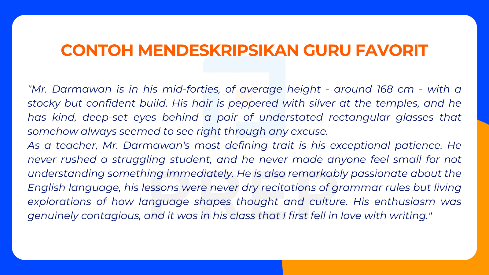 Contoh Mendeskripsikan Guru Favorit