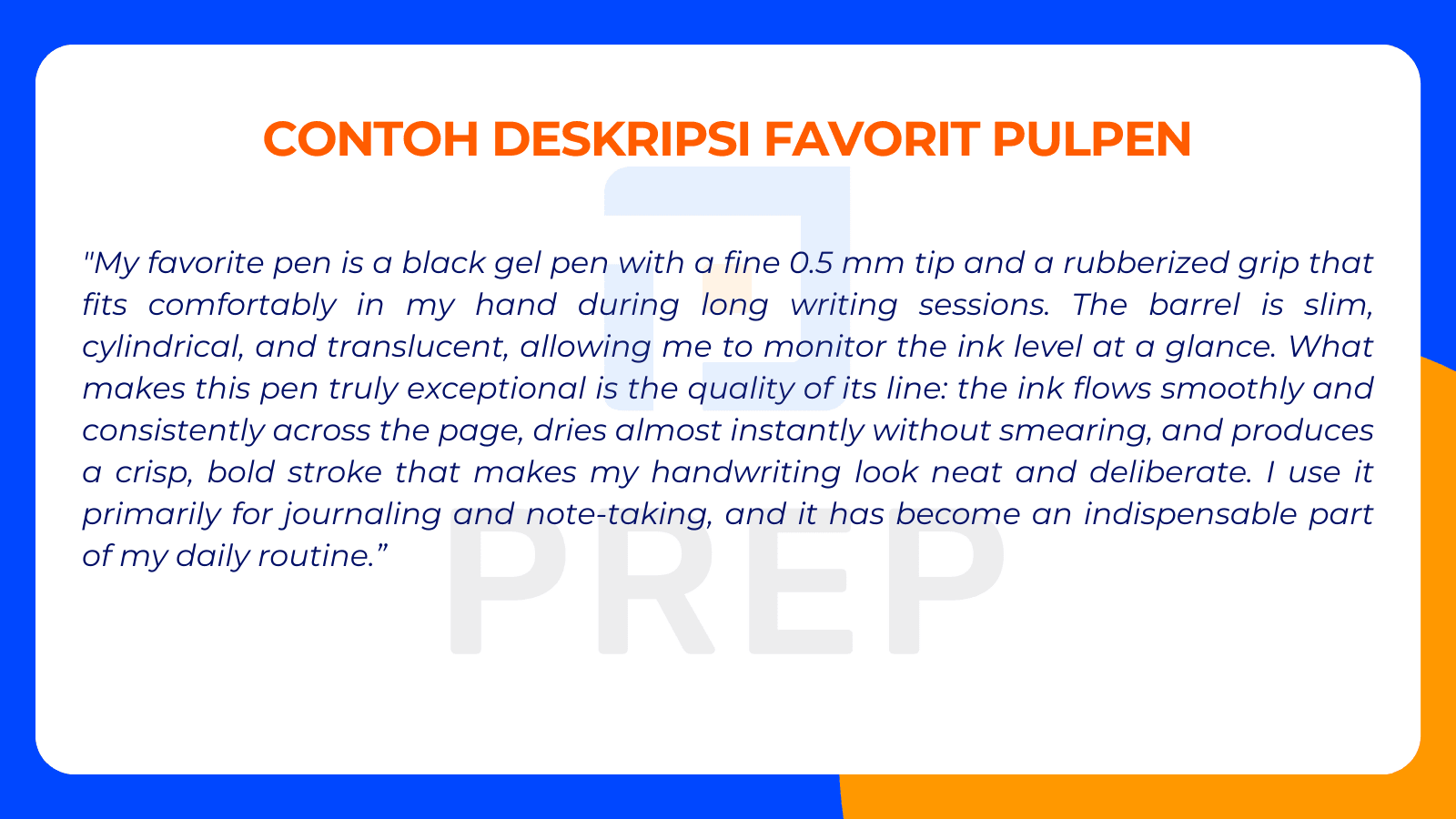 Contoh Deskripsi Favorit Pulpen