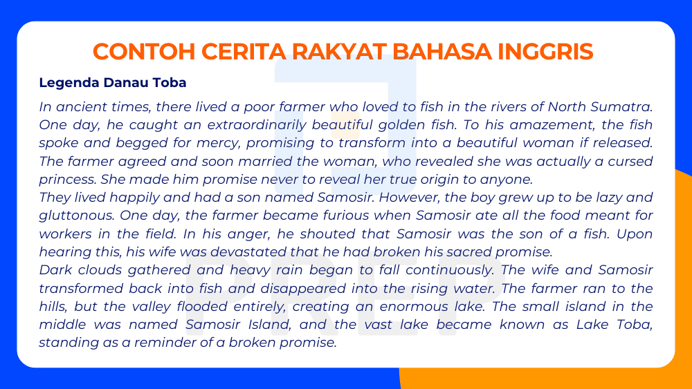 Cerita Rakyat Bahasa Inggris: Legenda Danau Toba