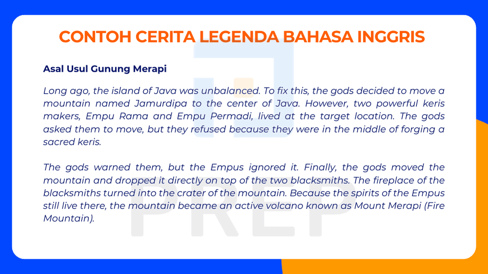 Cerita Legenda Bahasa Inggris: Asal Usul Gunung Merapi