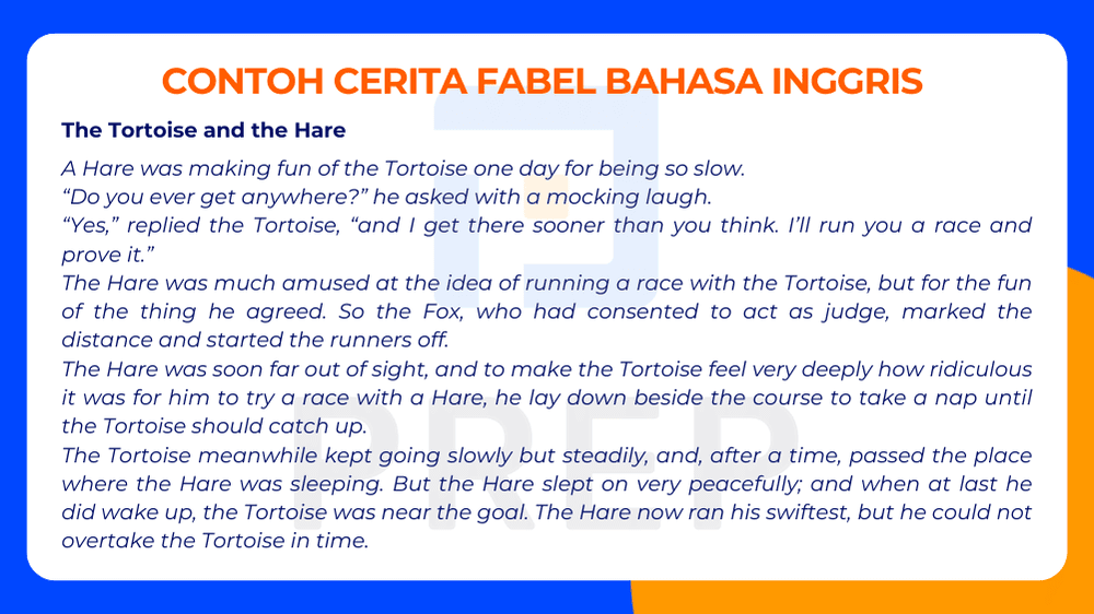 Cerita Fabel Bahasa Inggris: The Tortoise and the Hare