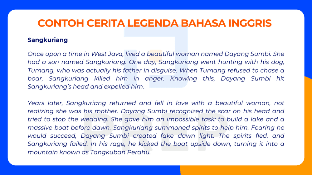 Cerita Legenda Bahasa Inggris: Sangkuriang