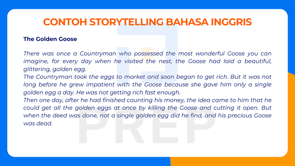 Contoh Storytelling Bahasa Inggris: The Golden Goose