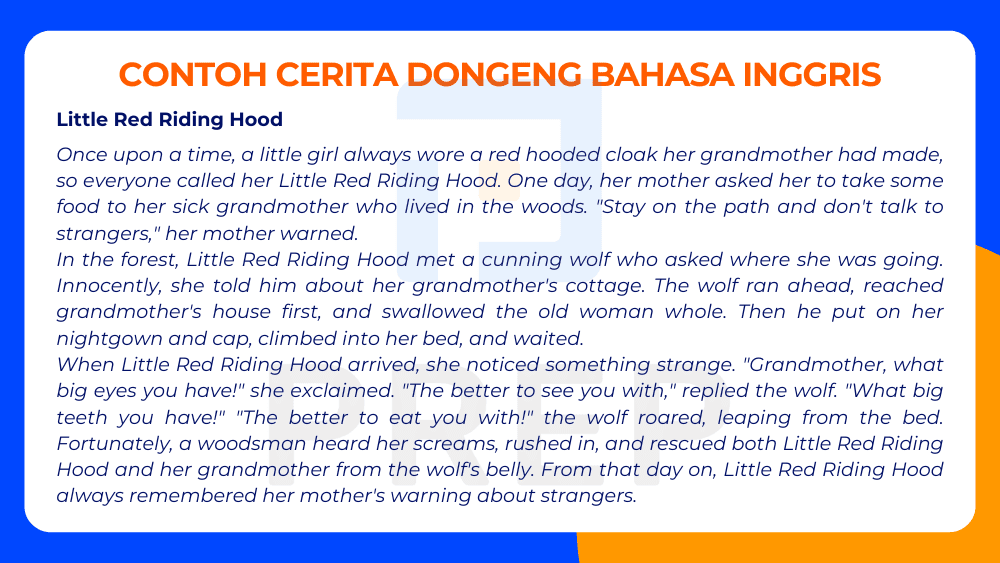 Dongeng Bahasa Inggris: Little Red Riding Hood