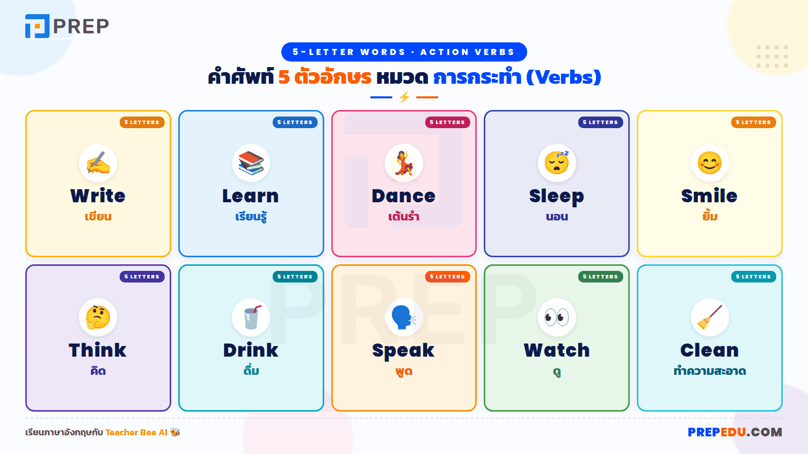 คำ 5 ตัวอักษร หมวด การกระทำ
