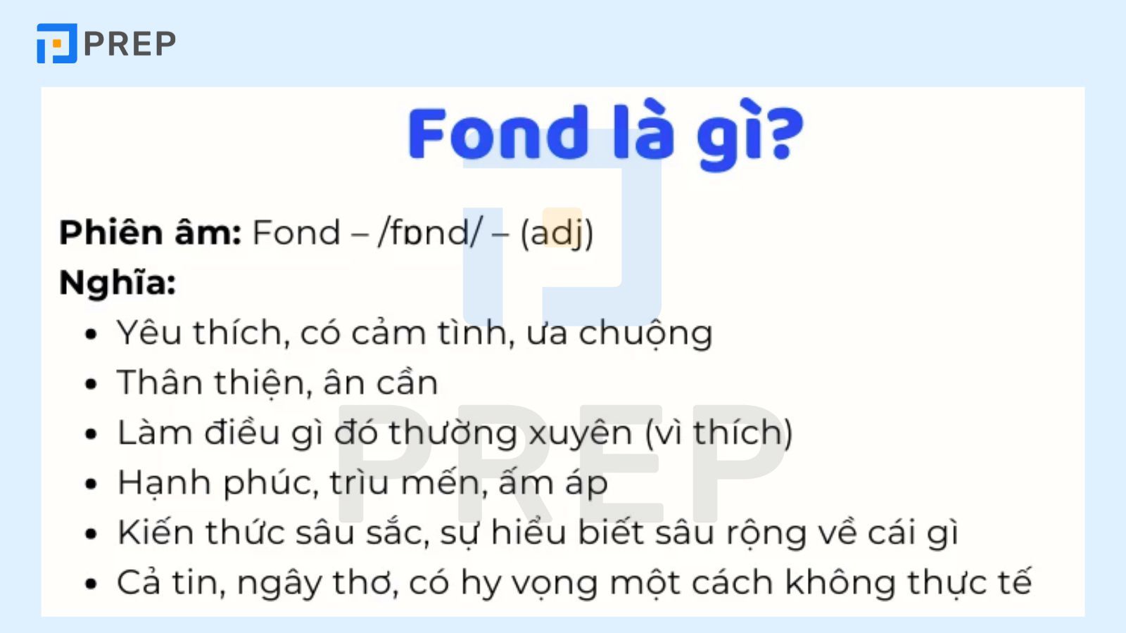 Fond nghĩa là gì?