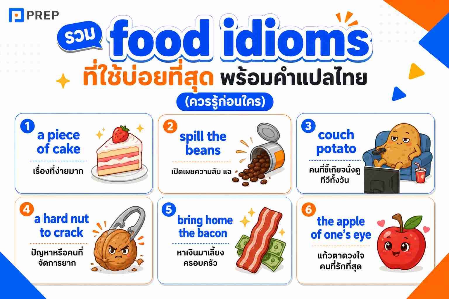 รวม food idioms ที่ใช้บ่อยที่สุด