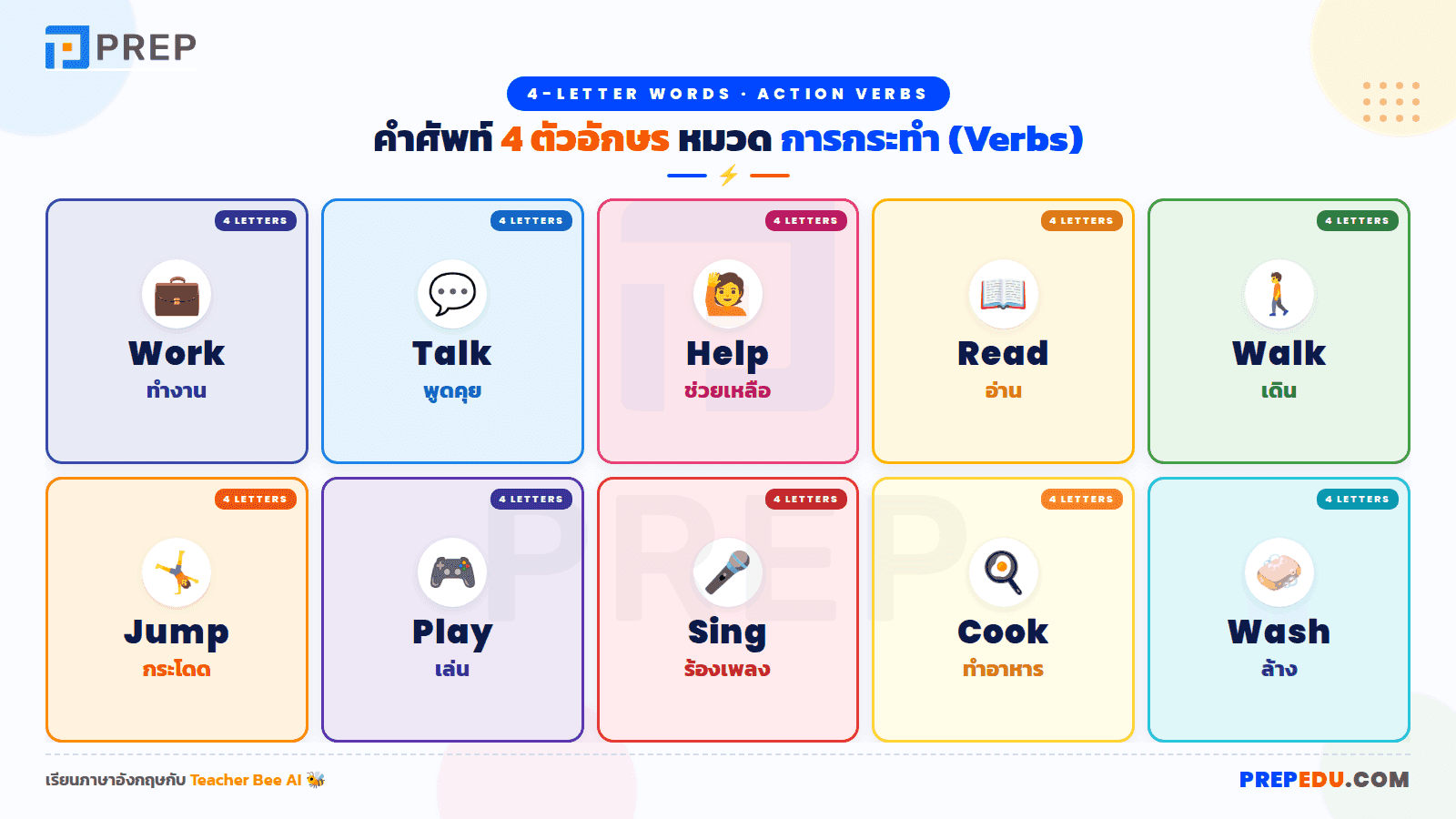 คำ 4 ตัวอักษร หมวด การกระทำ