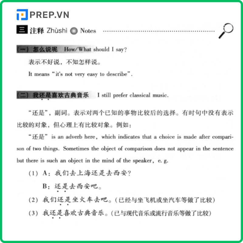 Phần chú thích các chủ điểm quan trọng trong tiếng Trung
