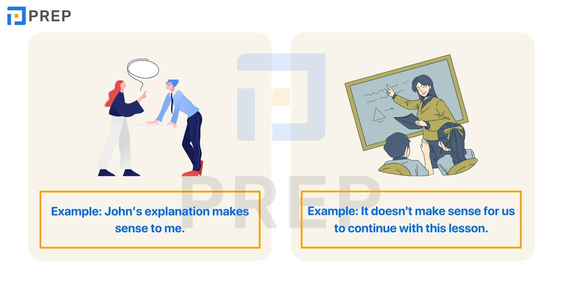 Giới từ đi với Make sense
