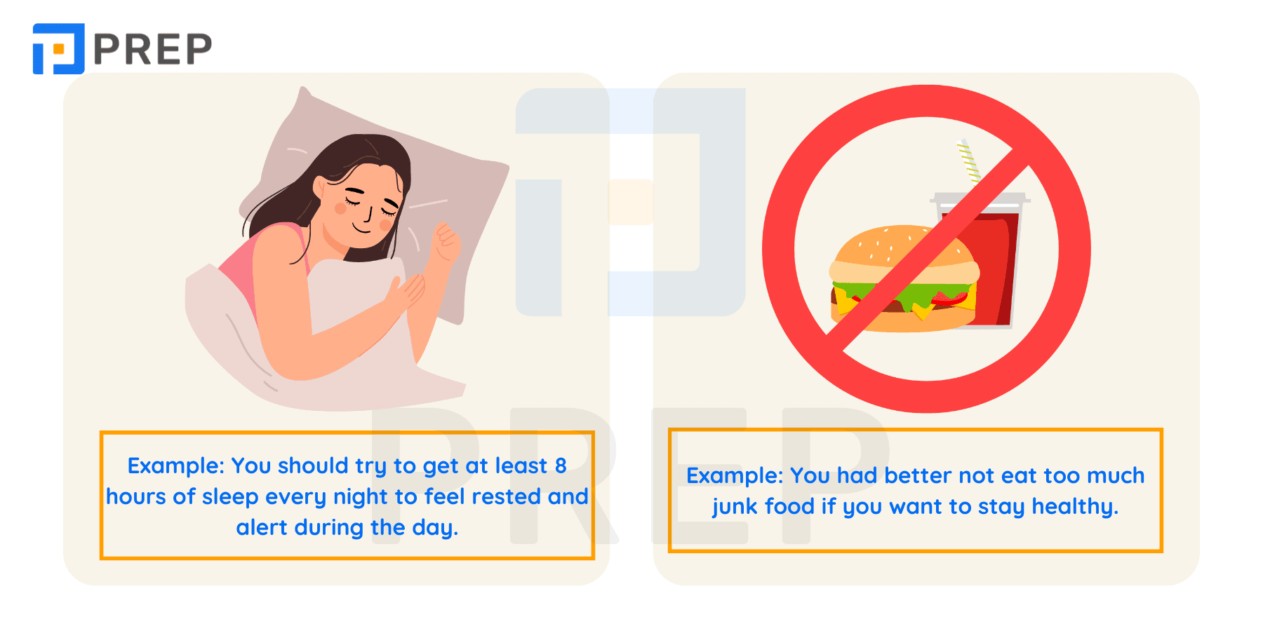 Give advice in English by modal verbs
