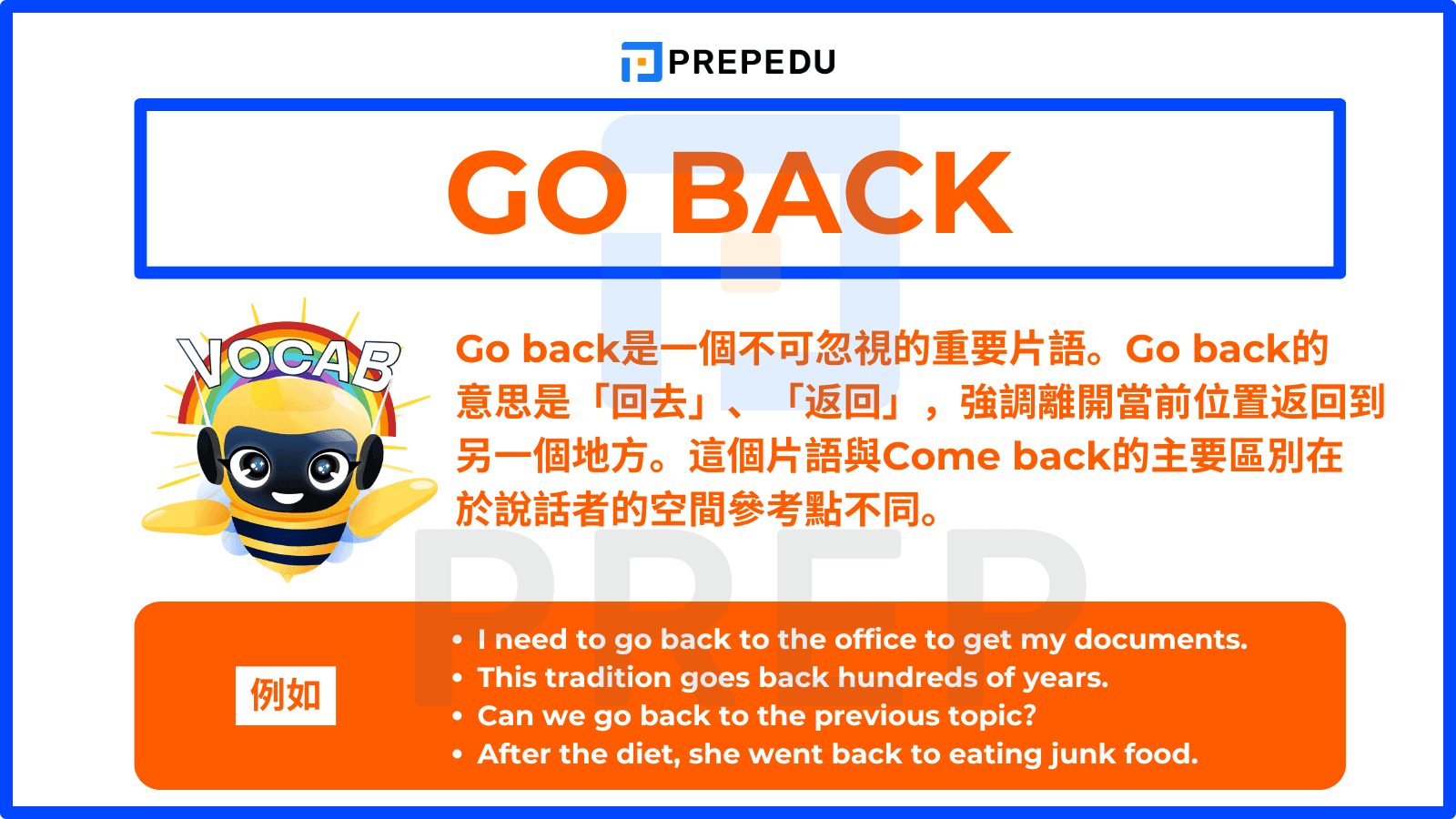 Go back的意思是「回去」、「返回」