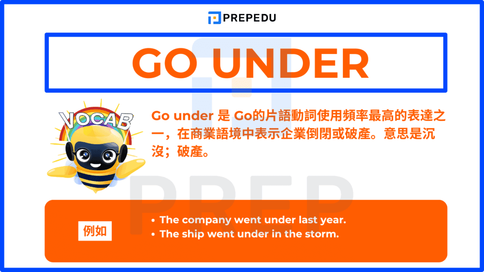 Go under 是 Go的片語動詞使用頻率最高的表達之一