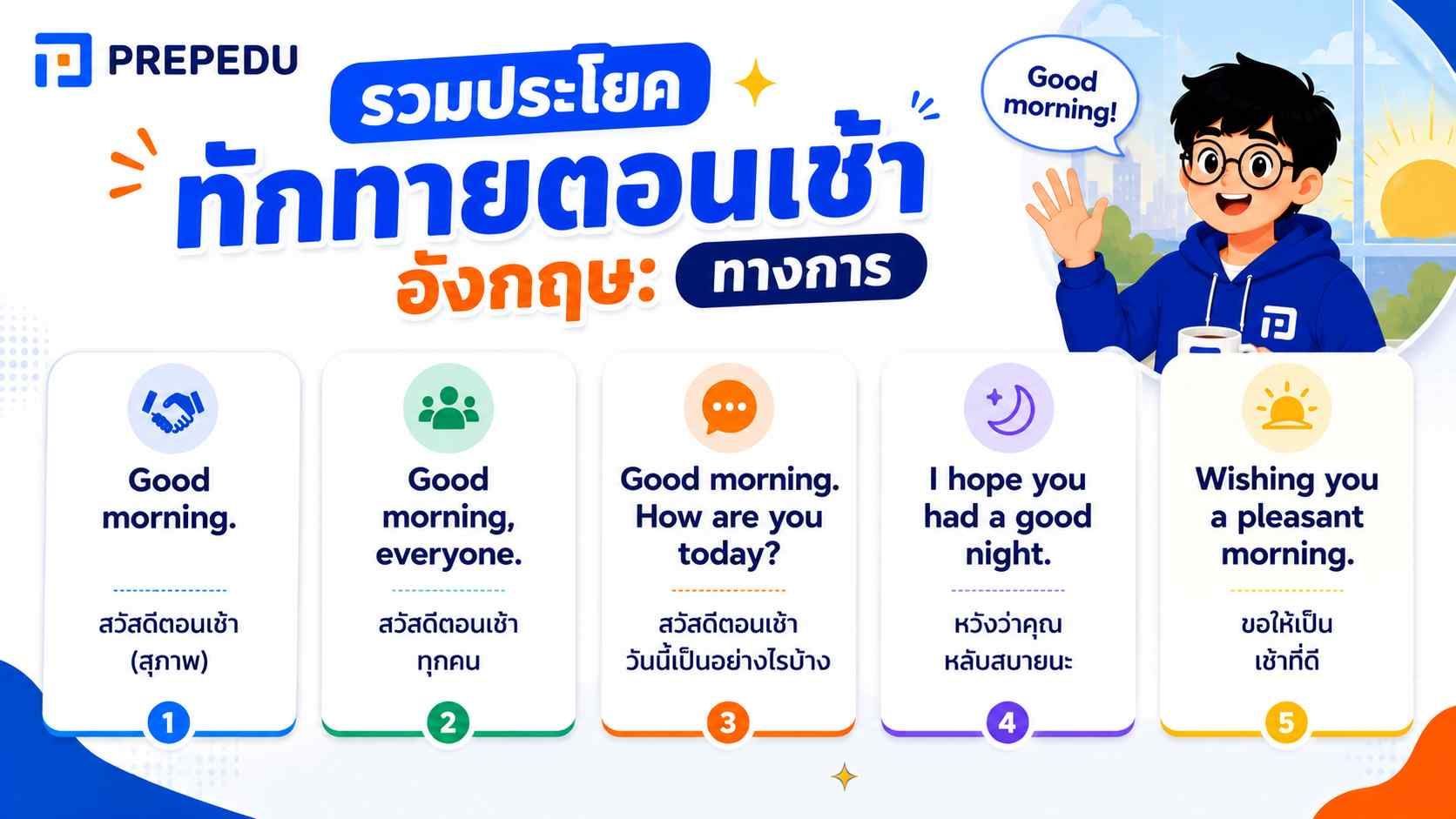 ประโยคทักทายตอนเช้า อังกฤษทางการ