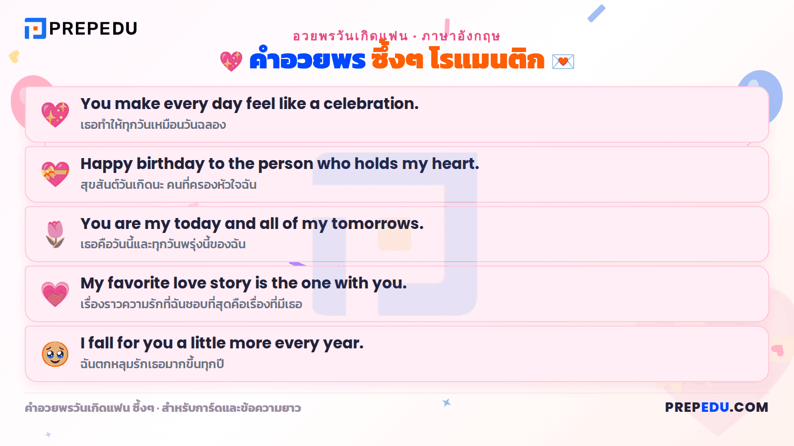 คำอวยพรวันเกิดแฟน ภาษาอังกฤษ ซึ้งๆ โรแมนติก