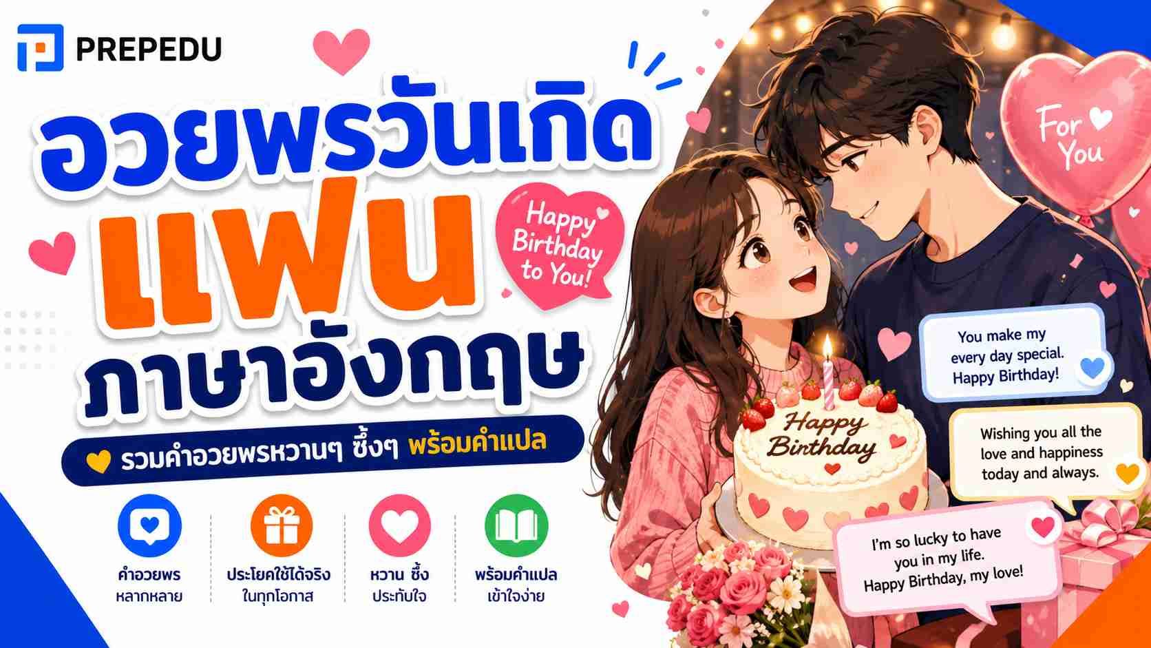 อวยพรวันเกิดแฟน ภาษาอังกฤษ สั้นๆ ซึ้งๆ พร้อมคำอ่าน