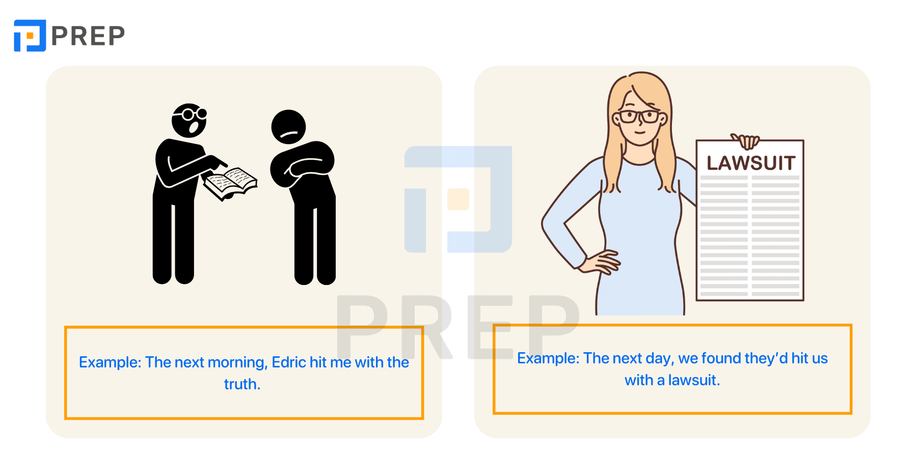Hit phrasal verbs – Hit with