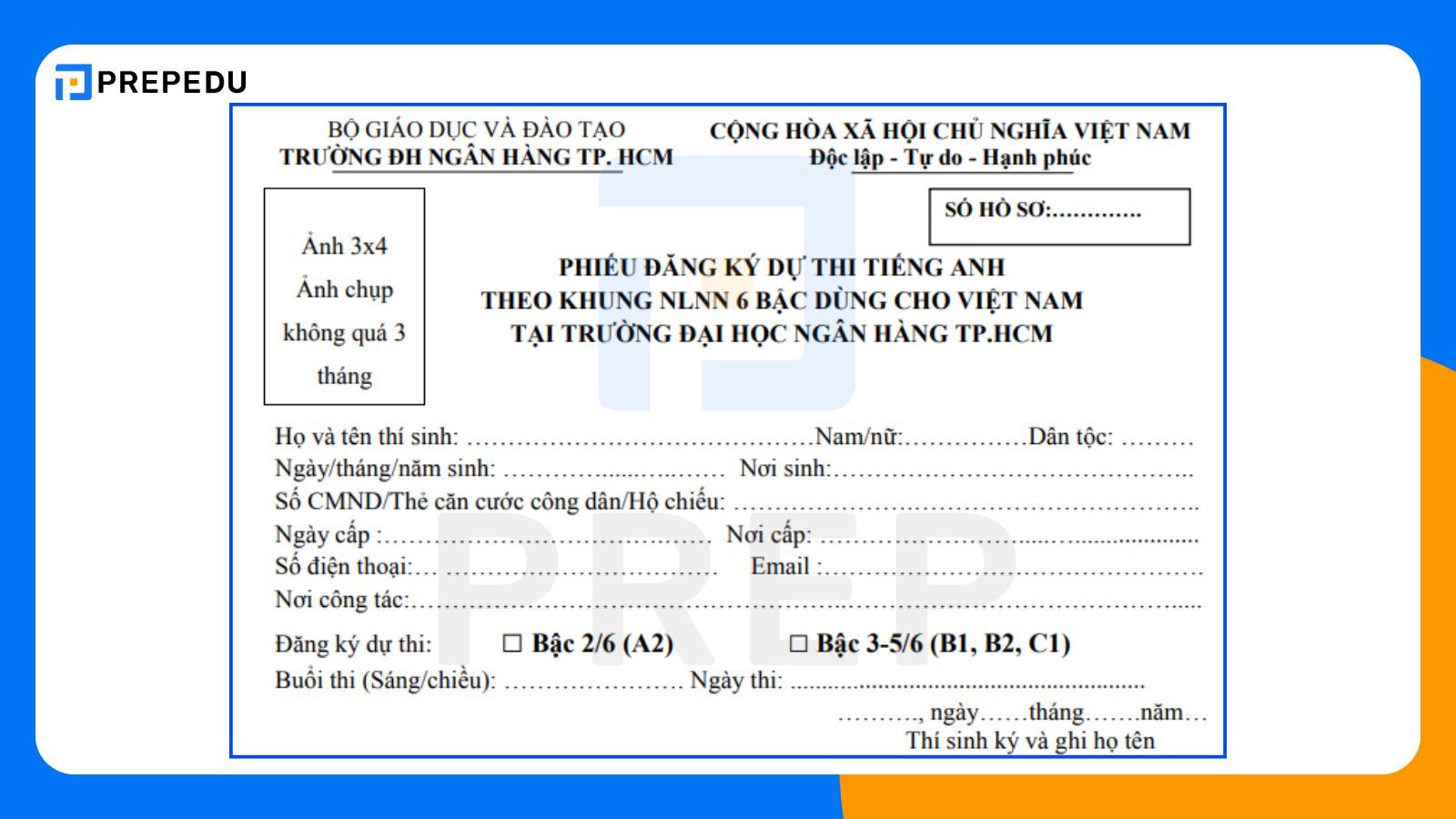 Hồ sơ thi VSTEP Đại học Ngân hàng
