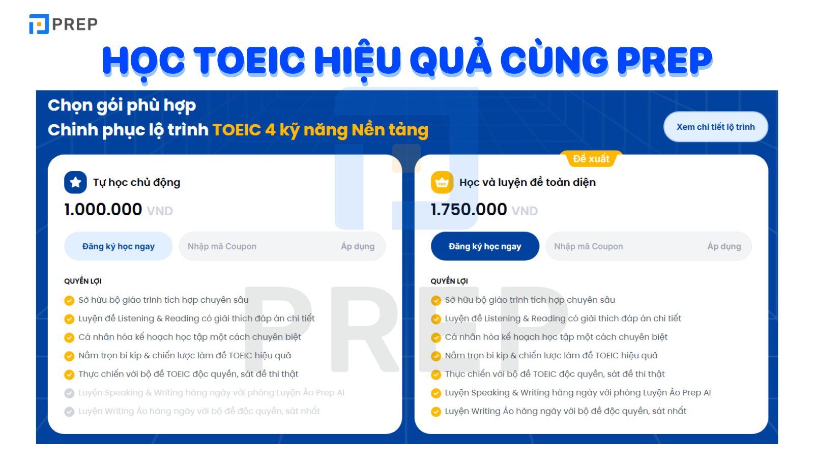 Học TOEIC hiệu quả cùng PREP