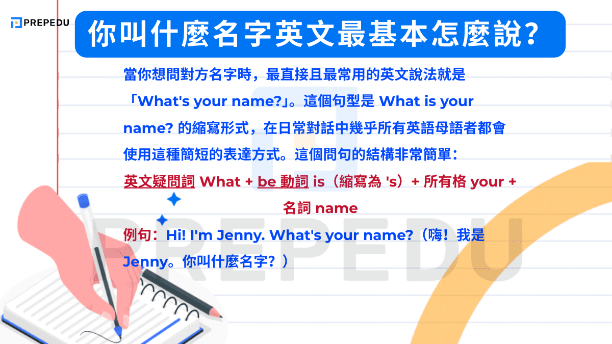 你叫什麼名字英文最基本怎麼說？